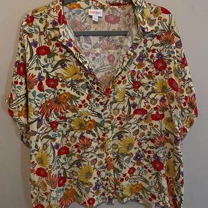 Boxy Floral Patterned LuLaRoe Button Down Size Large
